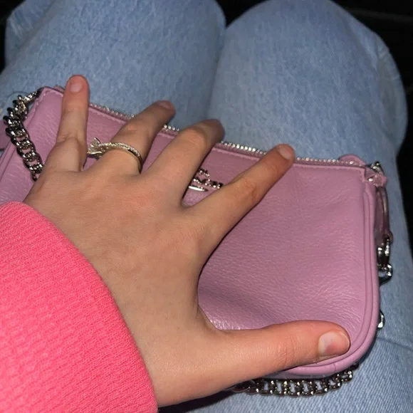 Coach Pink purple Leather shoulder purse with Chain Strap - Picture 8 of 12